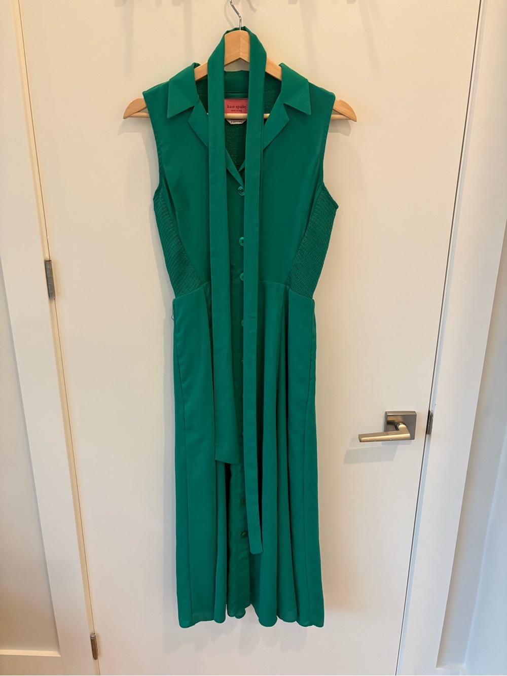 kate spade Sleeveless Emerald Green Tie-Neck Dress